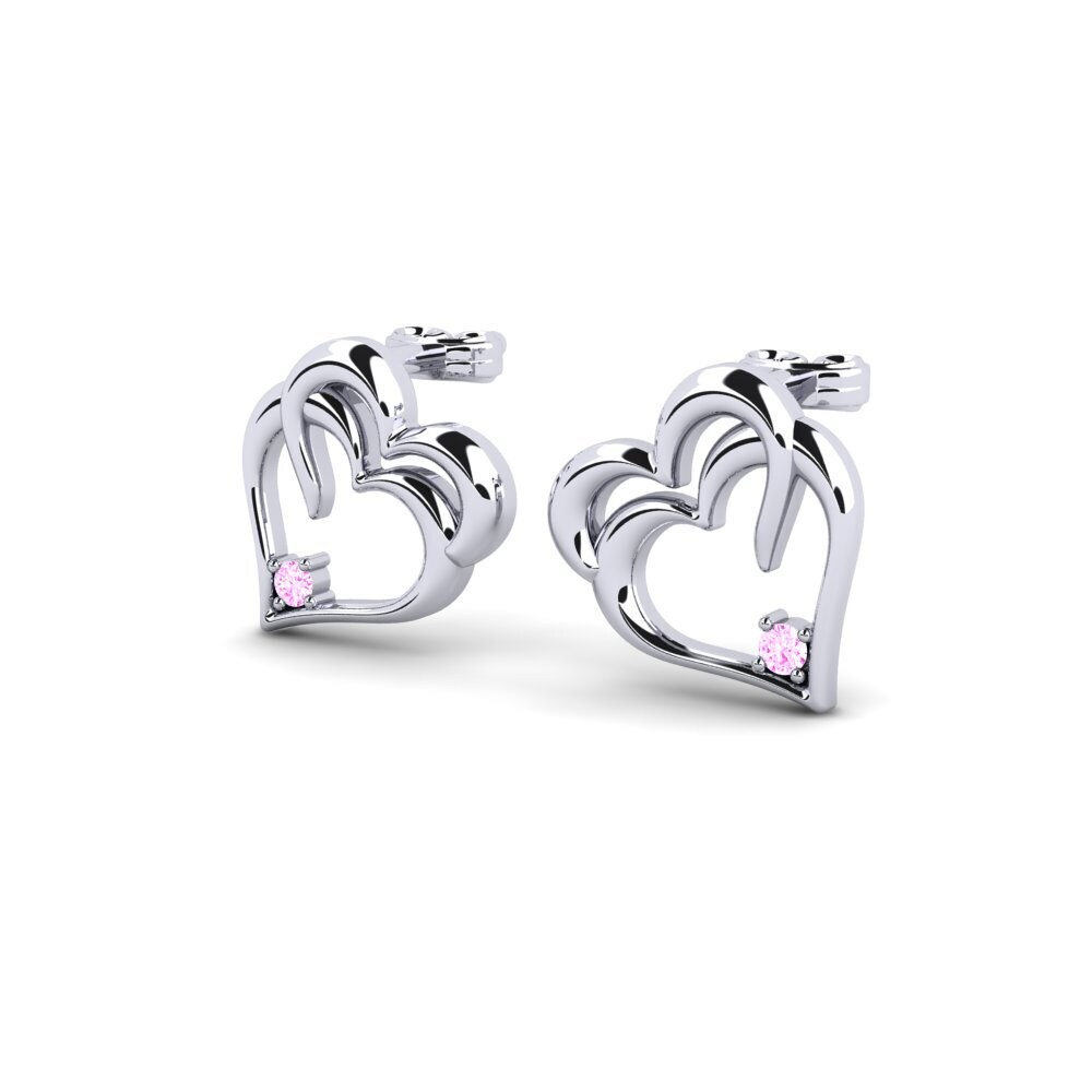 14k Oro Blanco Zafiro Rosado Pendiente de mujer Ersatz