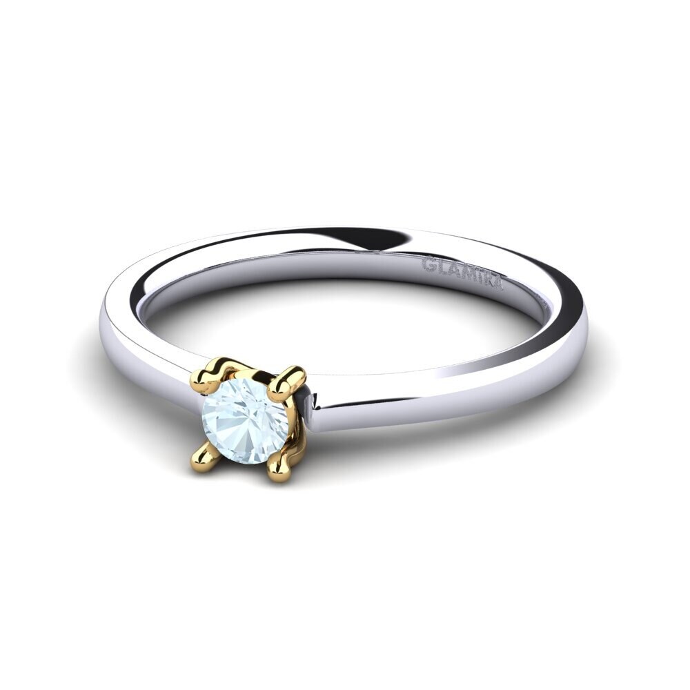 14ct White & Yellow Gold Aquamarine Women's Ring Ersilia