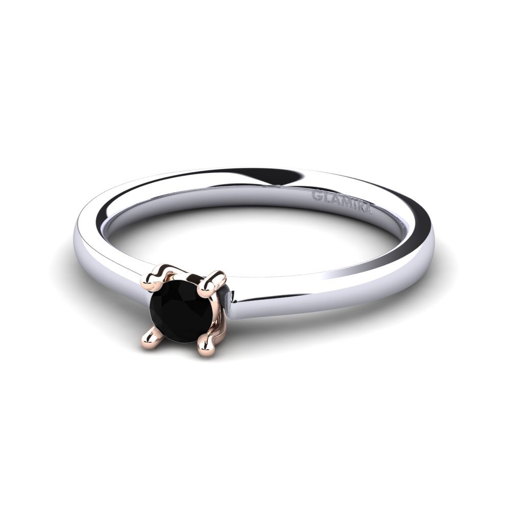 14ct White & Rose Gold Black Sapphire Women's Ring Ersilia