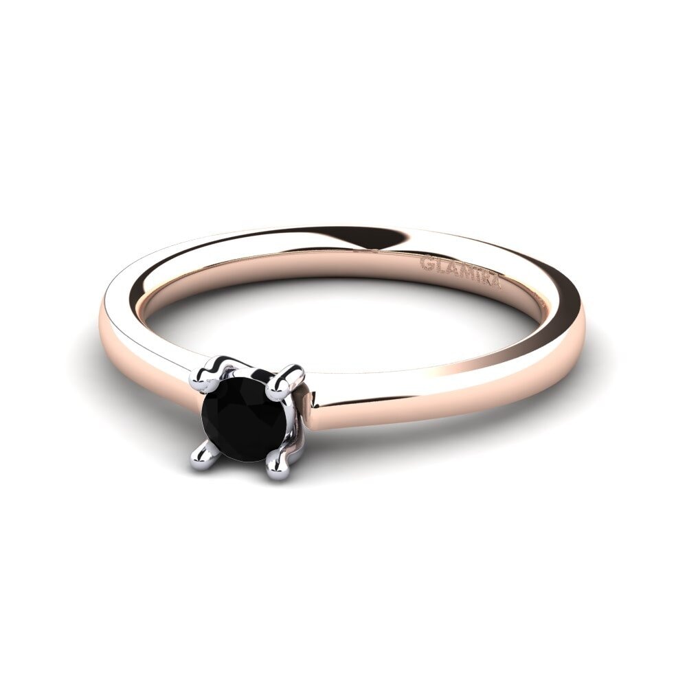 9ct Rose & White Gold Black Diamond Women's Ring Ersilia
