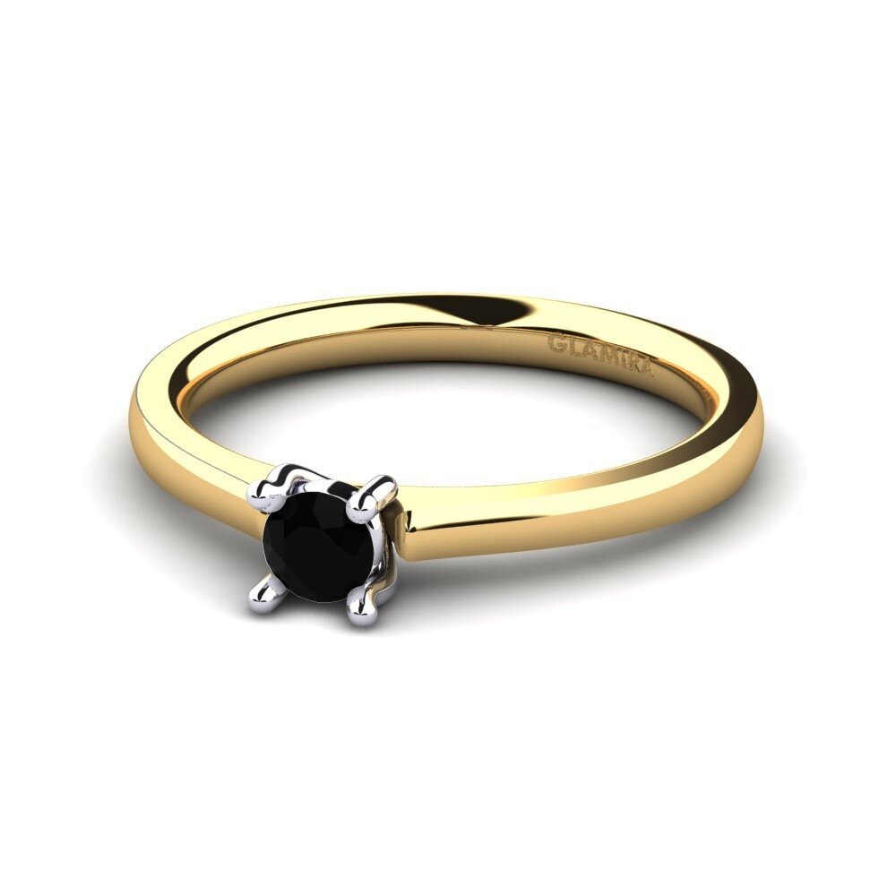 18ct Yellow & White Gold Black Diamond Women's Ring Ersilia