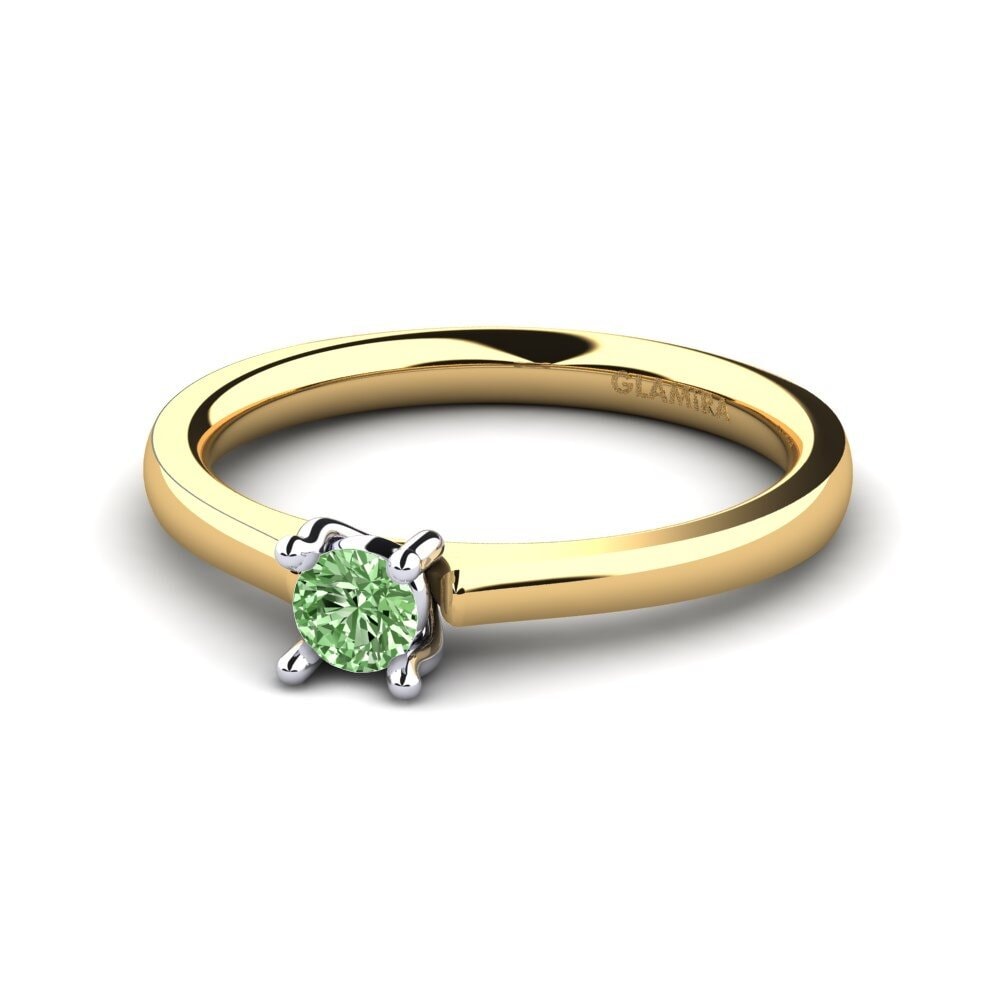 18ct Yellow & White Gold Green Diamond Women's Ring Ersilia