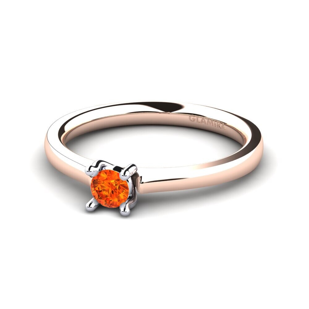18ct Rose & White Gold Orange Sapphire Women's Ring Ersilia