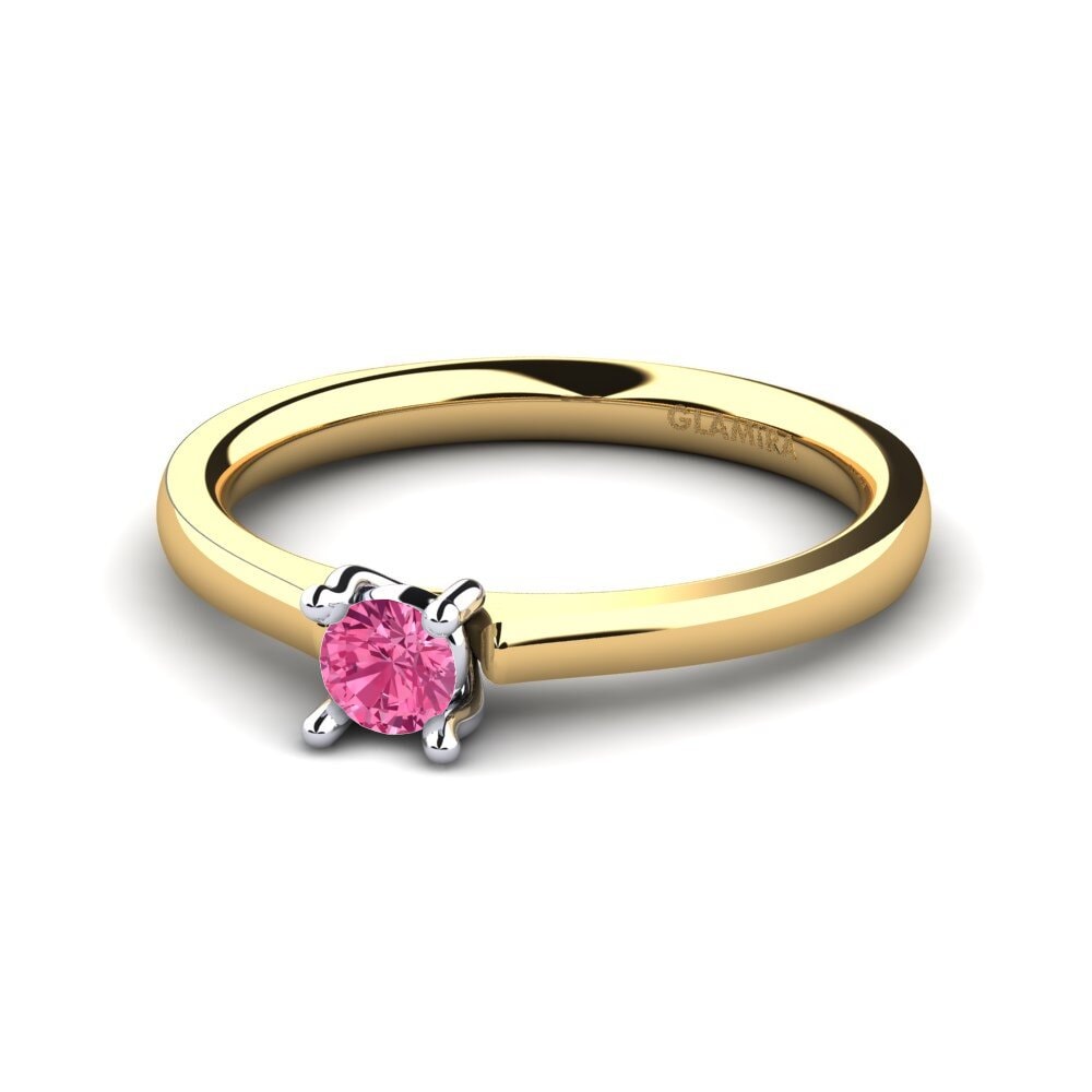 14ct Yellow & White Gold Pink Tourmaline Women's Ring Ersilia