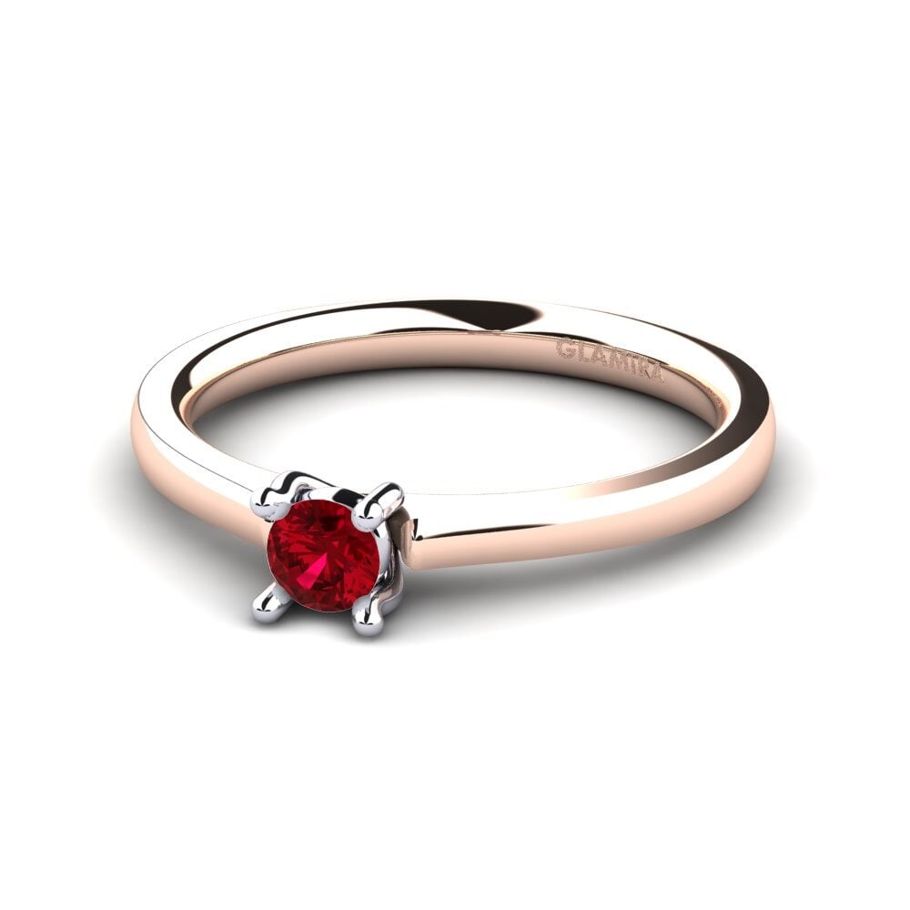 9ct Rose & White Gold Red Zirconia Women's Ring Ersilia