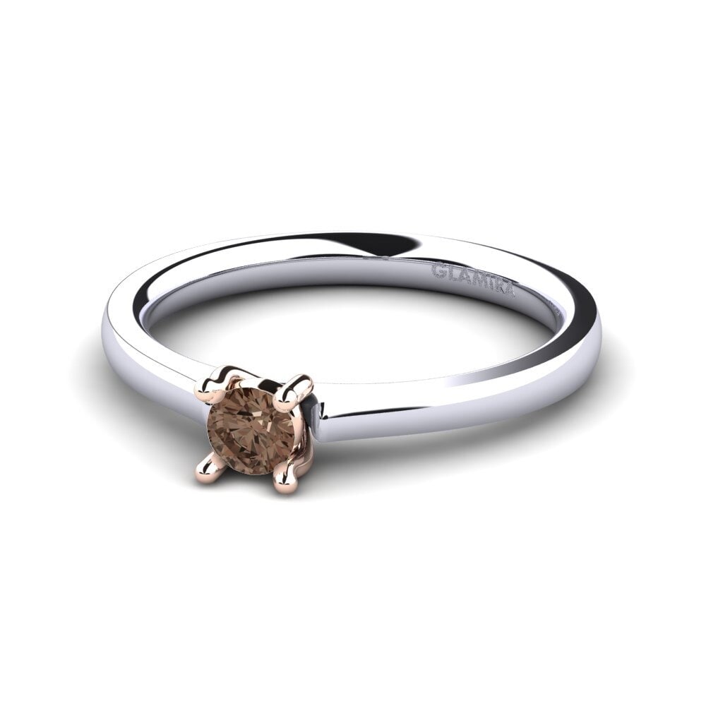 9ct White & Rose Gold Smoky Quartz Women's Ring Ersilia