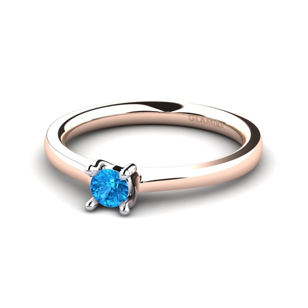 18ct Rose & White Gold Blue Topaz Women's Ring Ersilia