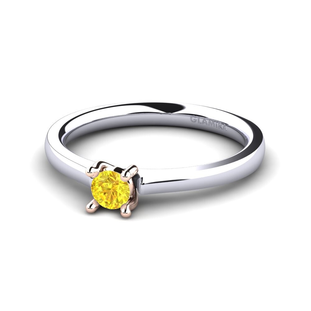 14ct White & Rose Gold Yellow Sapphire Women's Ring Ersilia