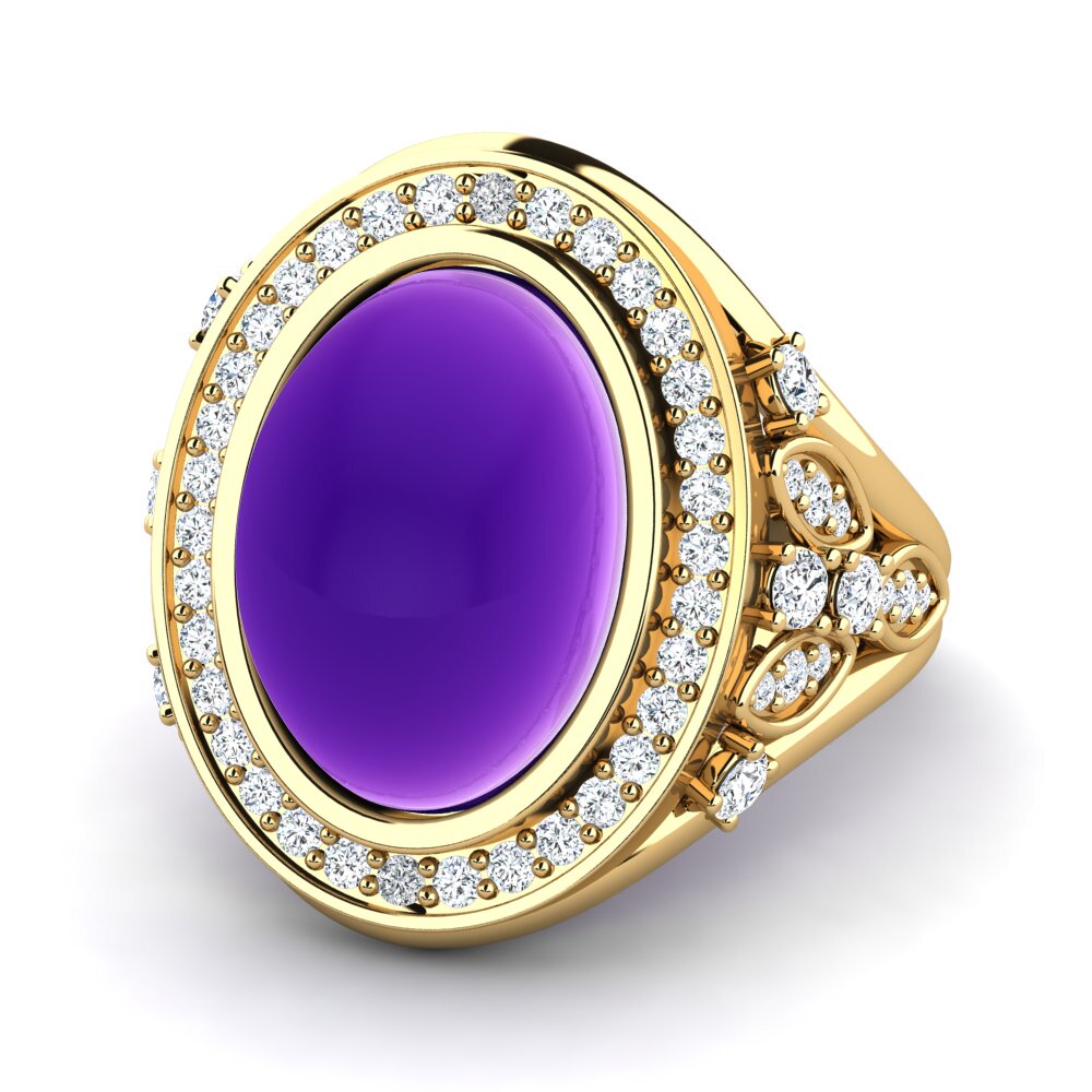 Cabochon Ametista Anel Estefonia