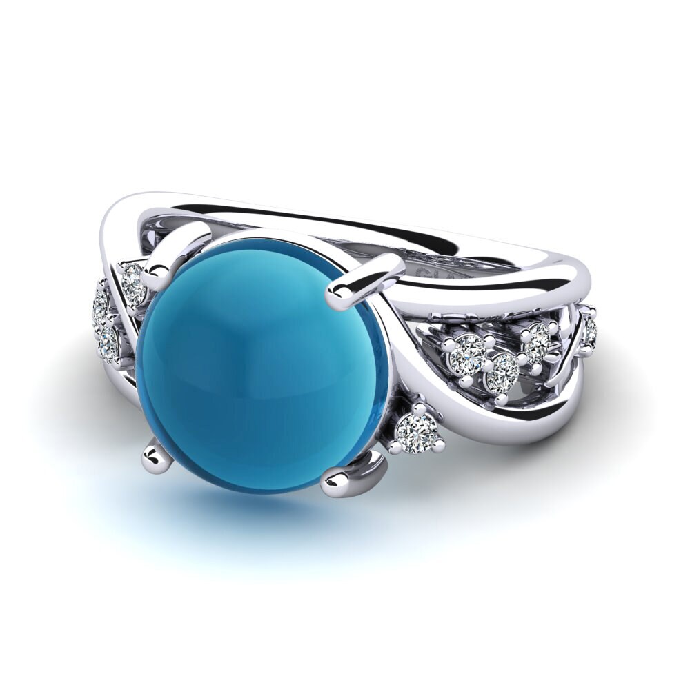 Topacio Azul Cabujón Anillo Estera
