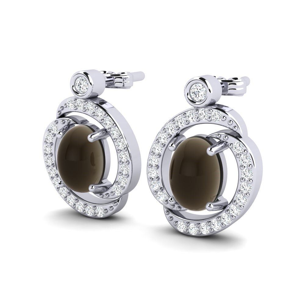 Đá Cabochon Thạch Anh Khói Bông tai nữ Etania