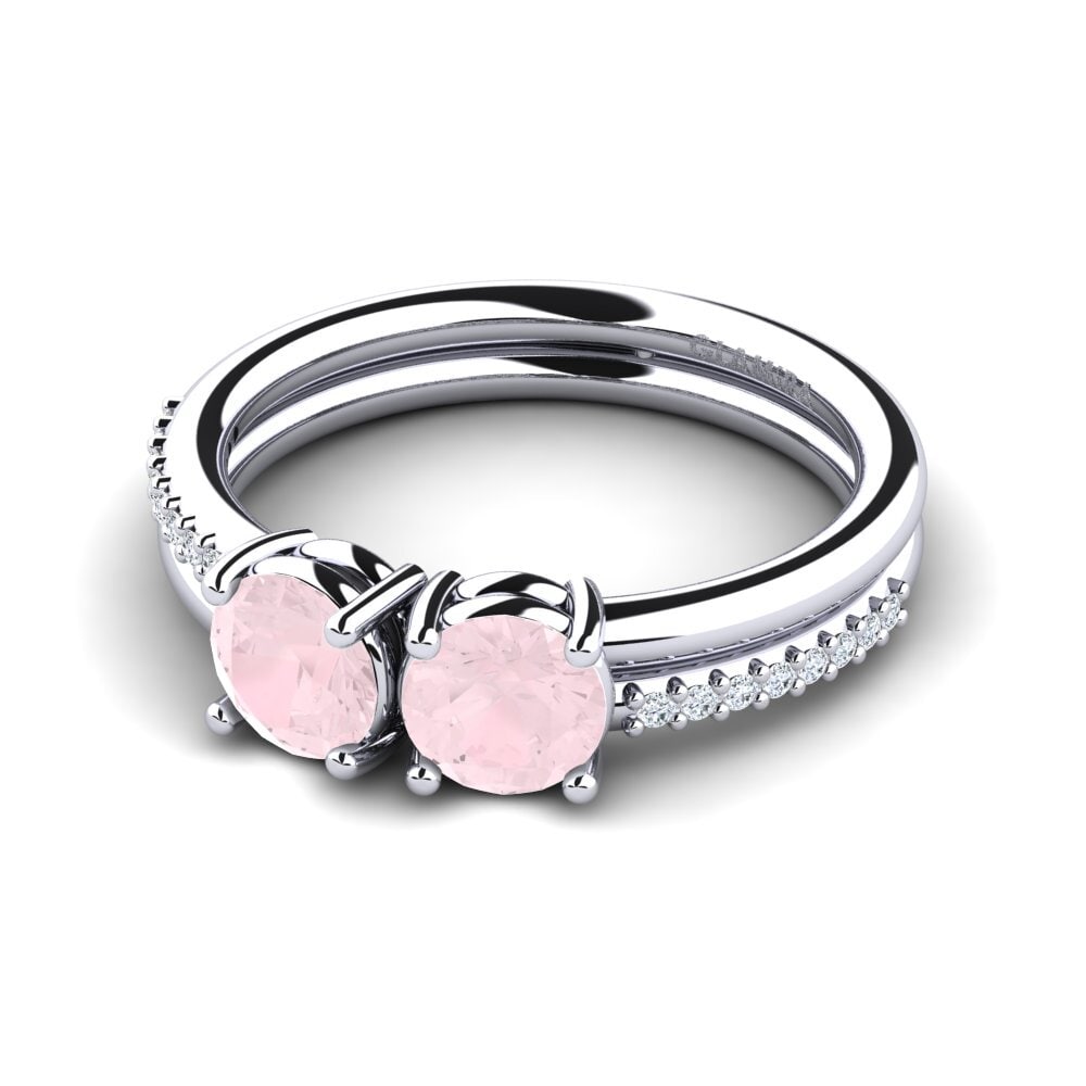Or Blanc 9k Quartz Rose Bague Etheldra
