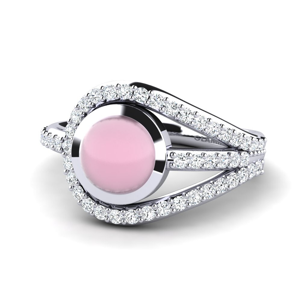 Cabochon Quartzo Rosa Anel Etheldreda