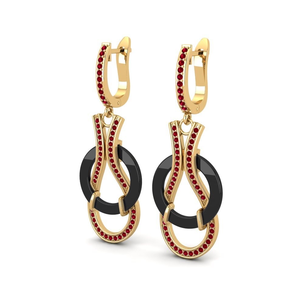 Zircônia Vermelha Brincos Feminino Ethelene