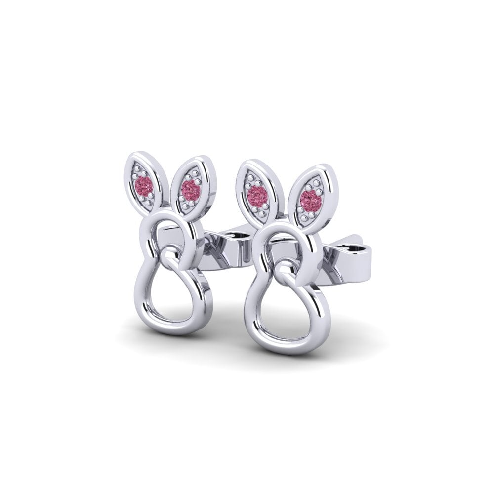 18k White Gold Rhodolite Garnet Kid's Earring Ethic