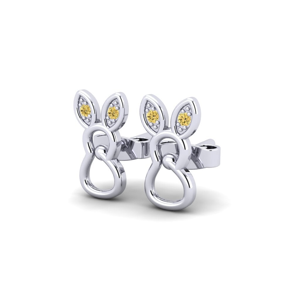 18k White Gold Yellow Diamond Kid's Earring Ethic