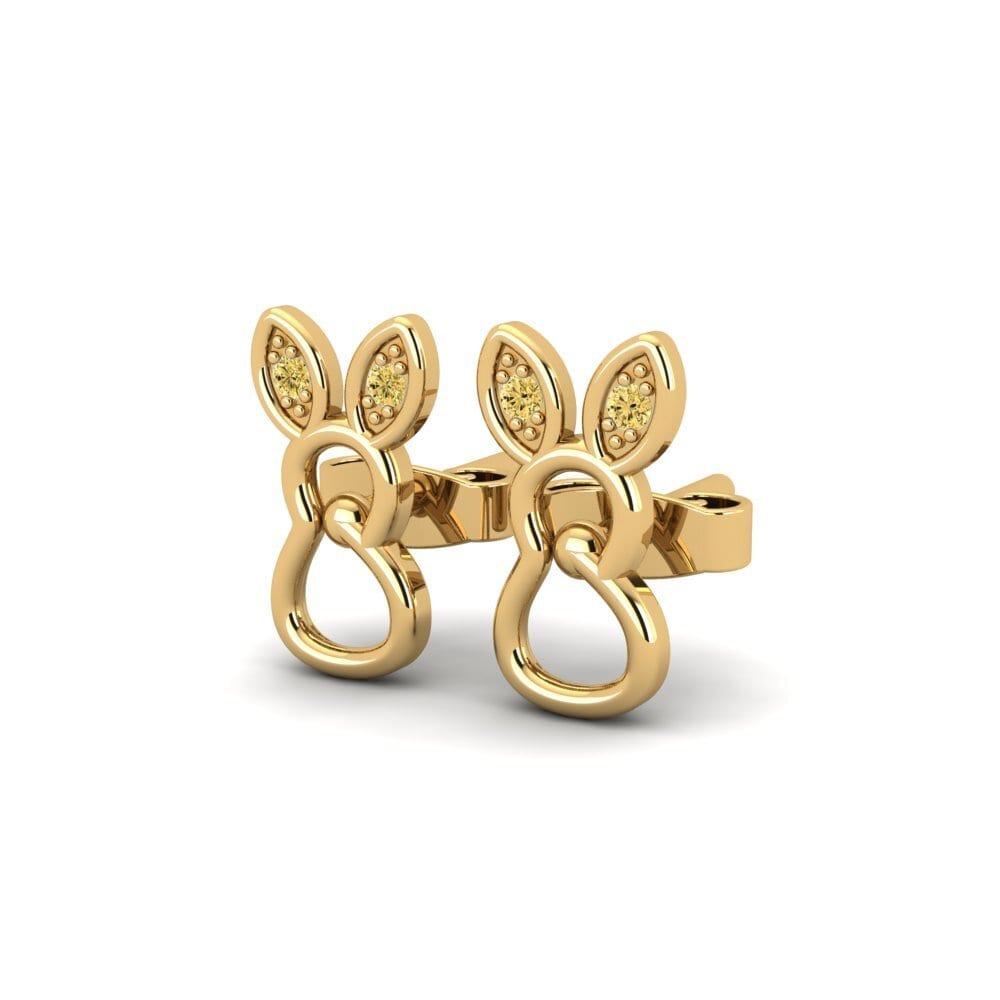 14ct Yellow Gold Yellow Diamond Kid's Earring Ethic