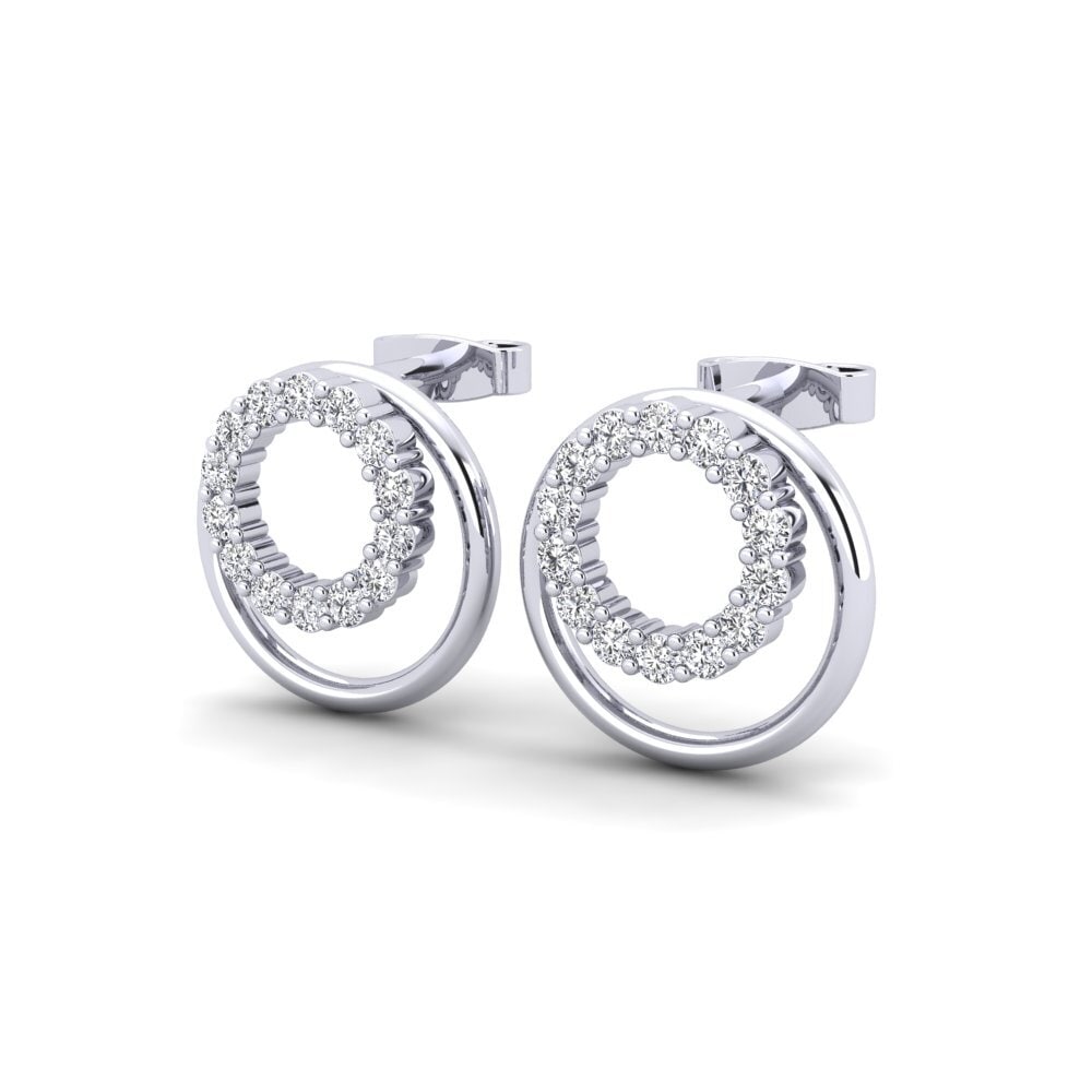 Ouro Branco 9K Diamante Produzido em Laboratório Brincos Feminino Ethyl