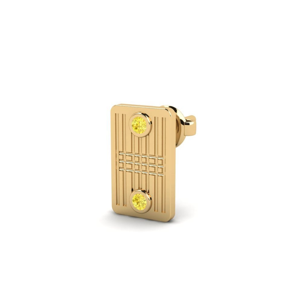 Zafiro amarillo Pendiente para hombre Etnewat