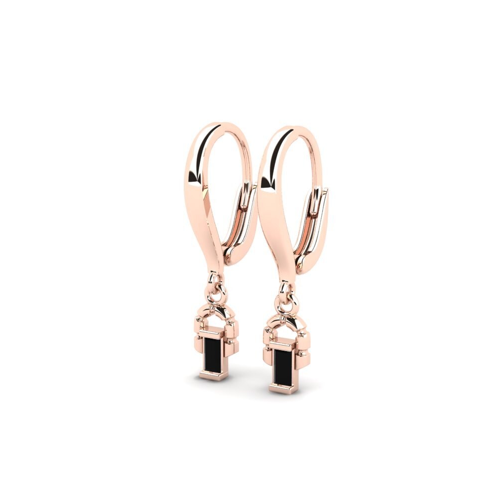 14k Rose Gold Black Sapphire Women's Earring Eubea