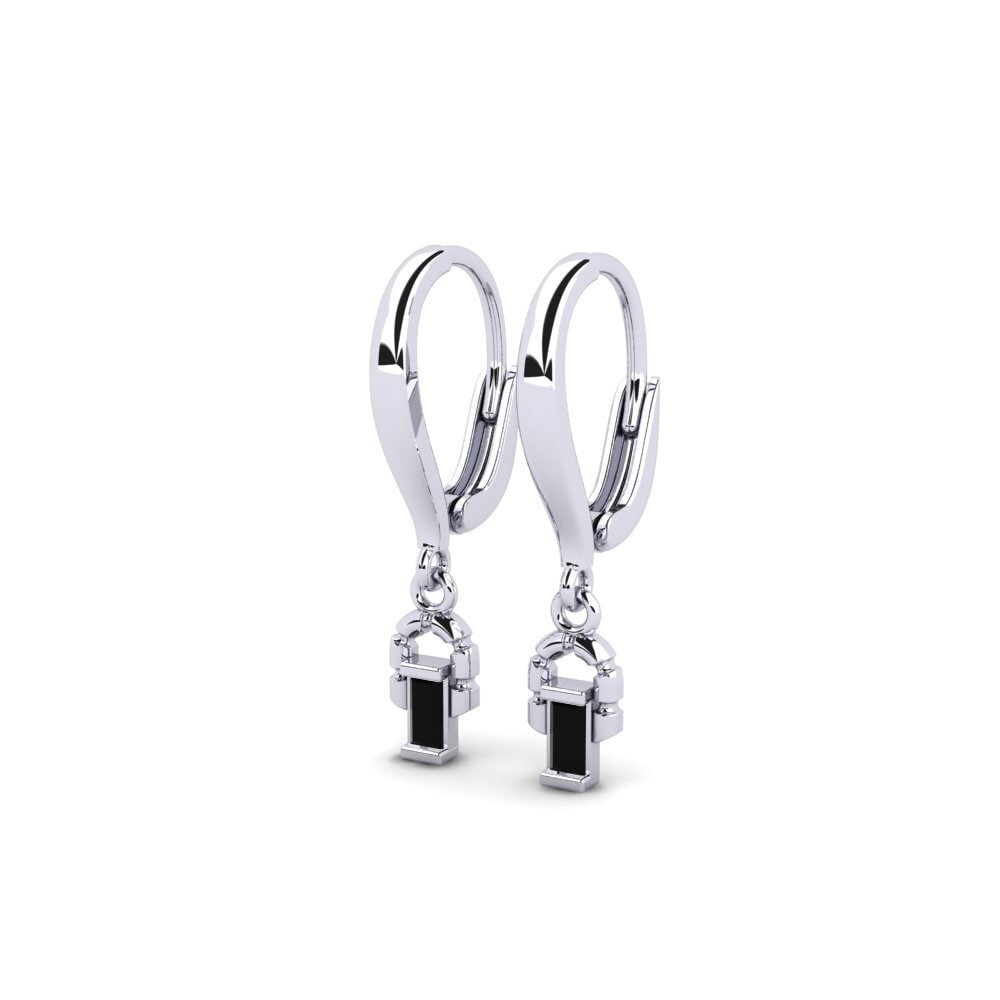 9k White Gold Black Sapphire Women's Earring Eubea