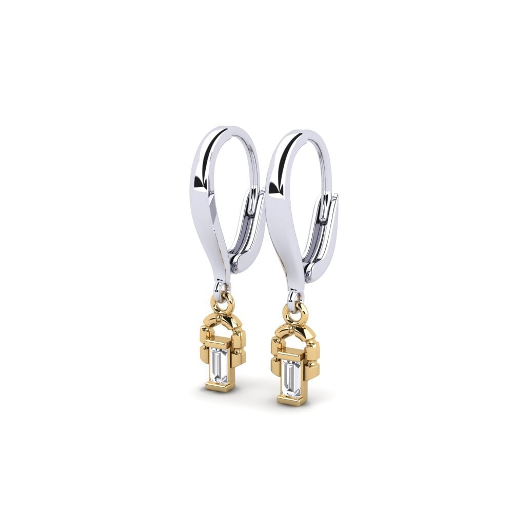 14k Oro Blanco & Amarillo Pendiente de mujer Eubea