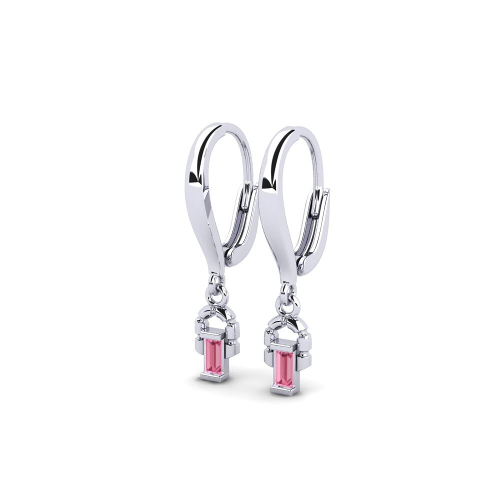 950 Platinum Pink Sapphire Women's Earring Eubea