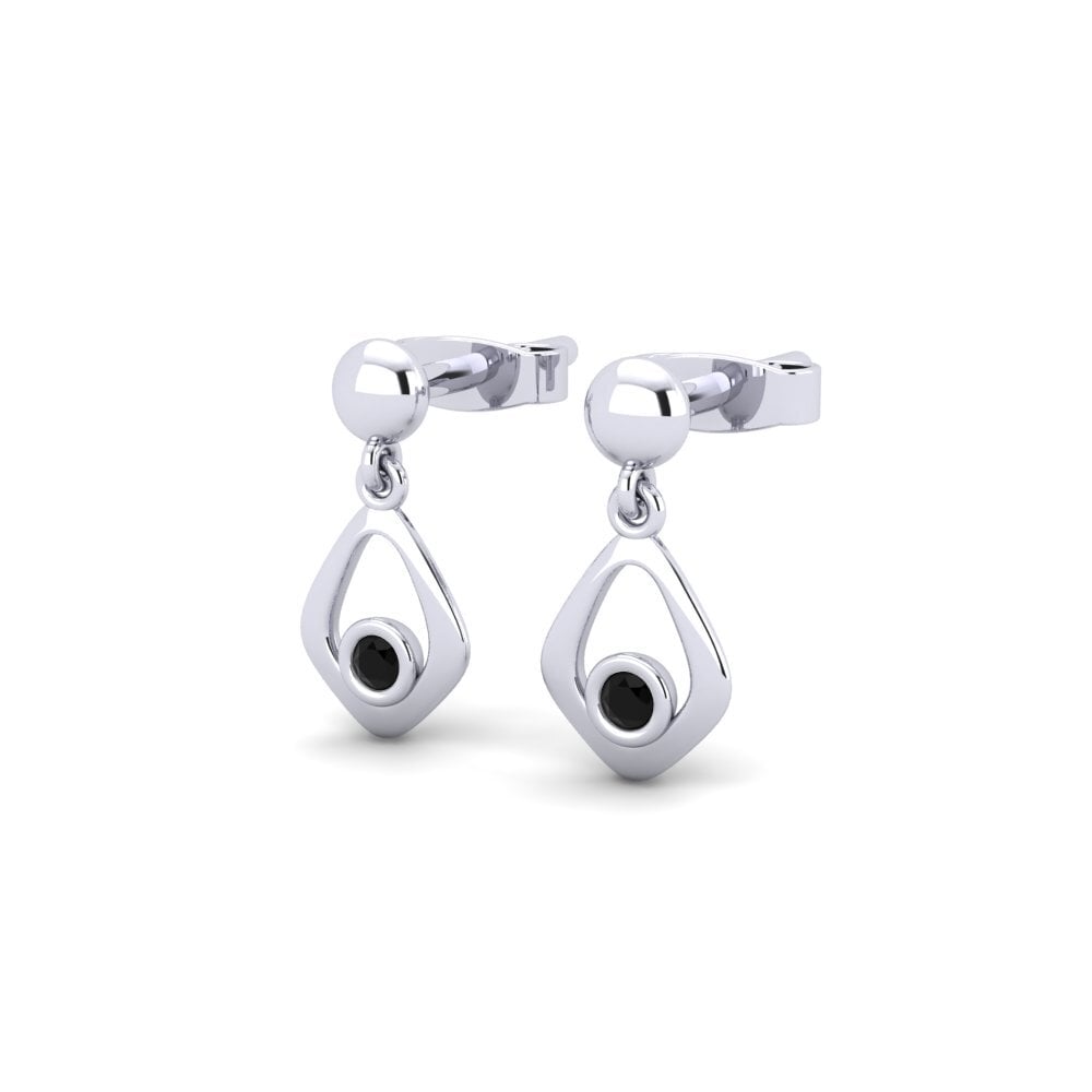 Oro Bianco 750 Diamante Nero Orecchino da donna Eusem