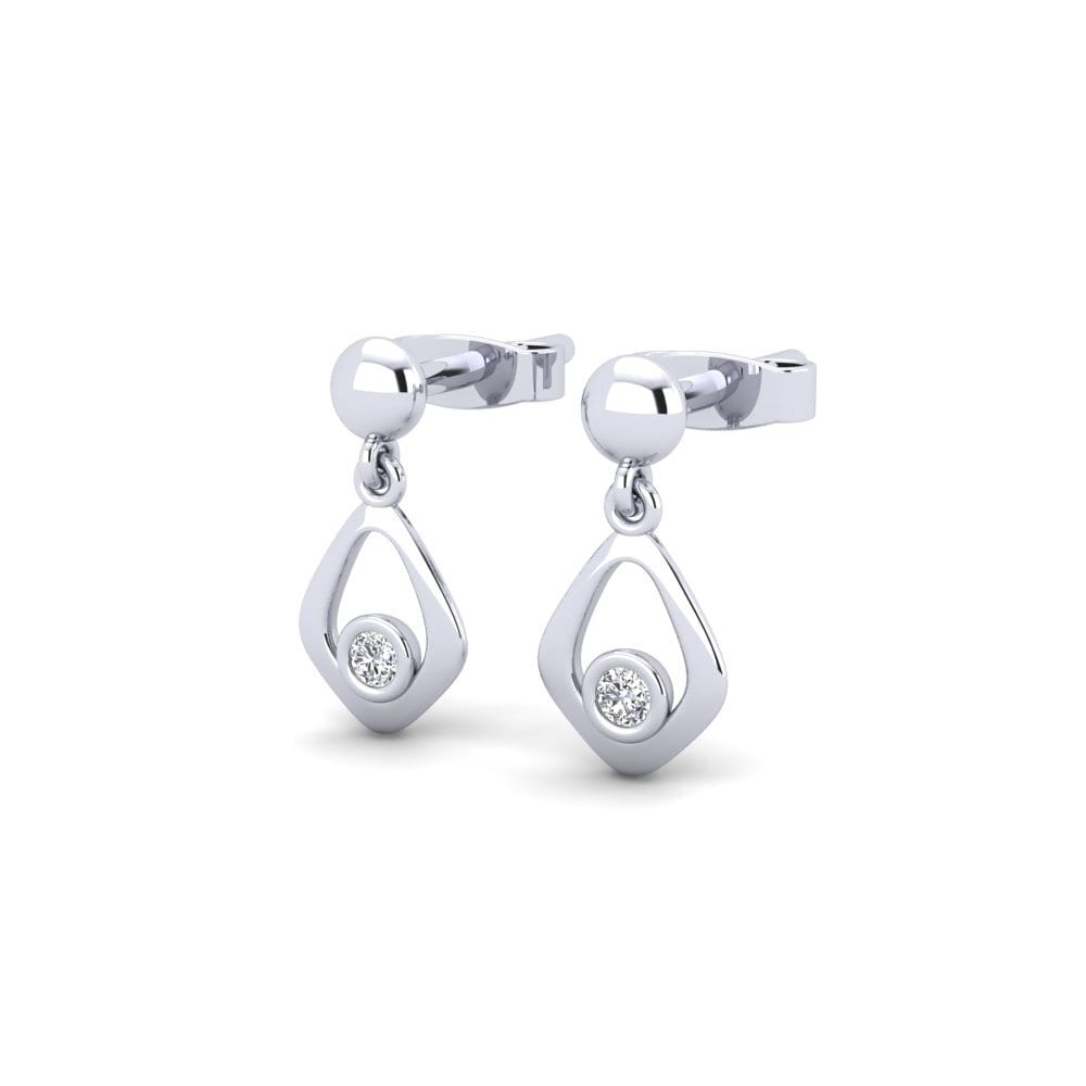 18K Wit Goud Diamant Dames Oorbellen Eusem