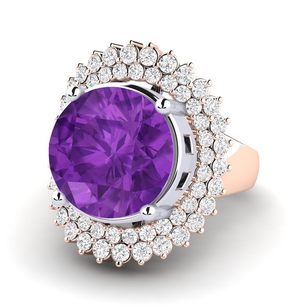 14k Rose & White Gold Amethyst Ring Evan