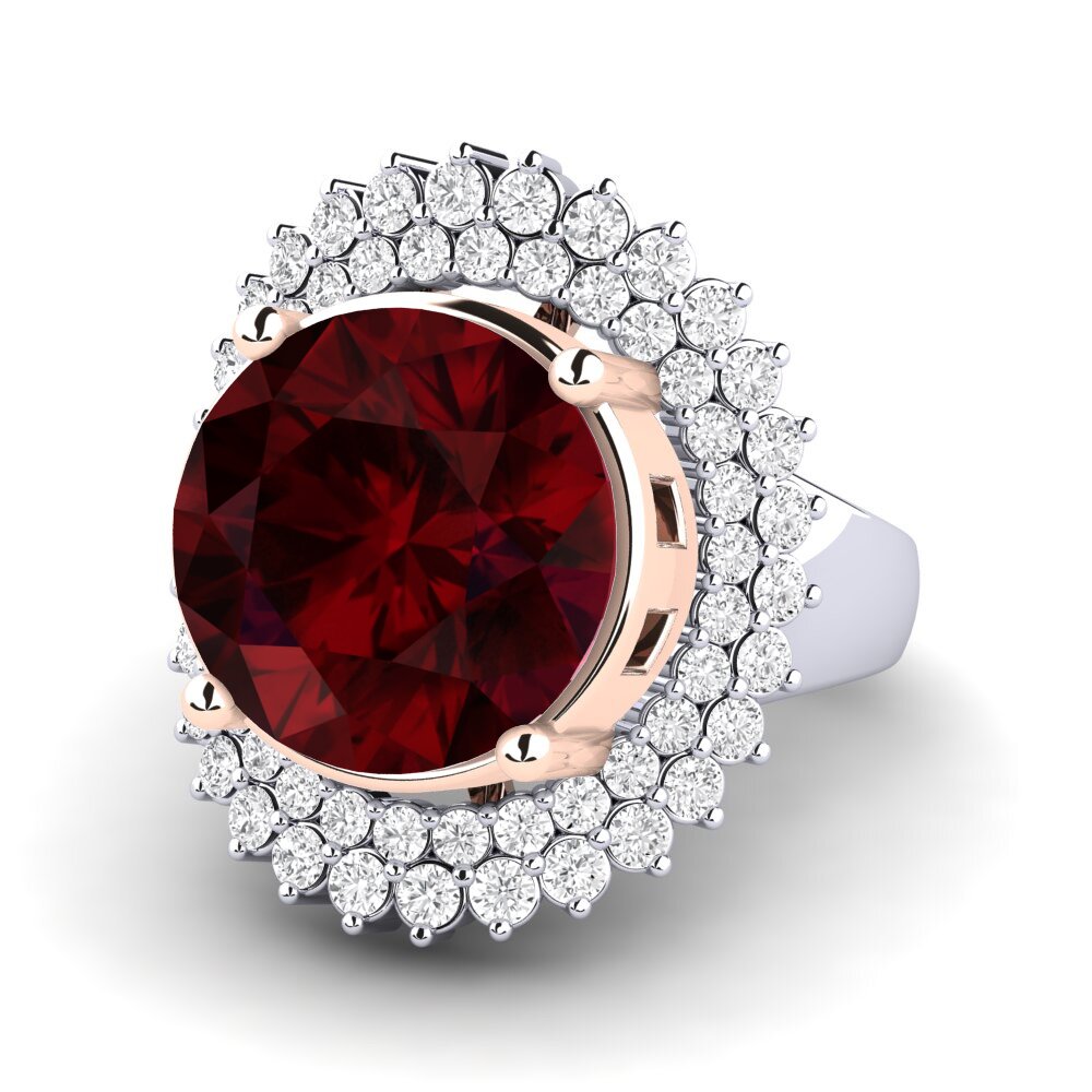 14k White & Rose Gold Garnet Ring Evan