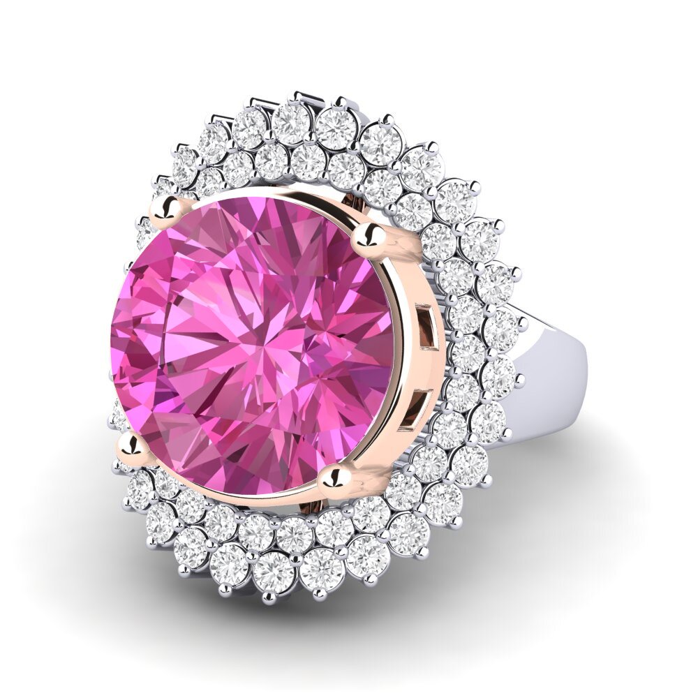 14k White & Rose Gold Pink Topaz Ring Evan