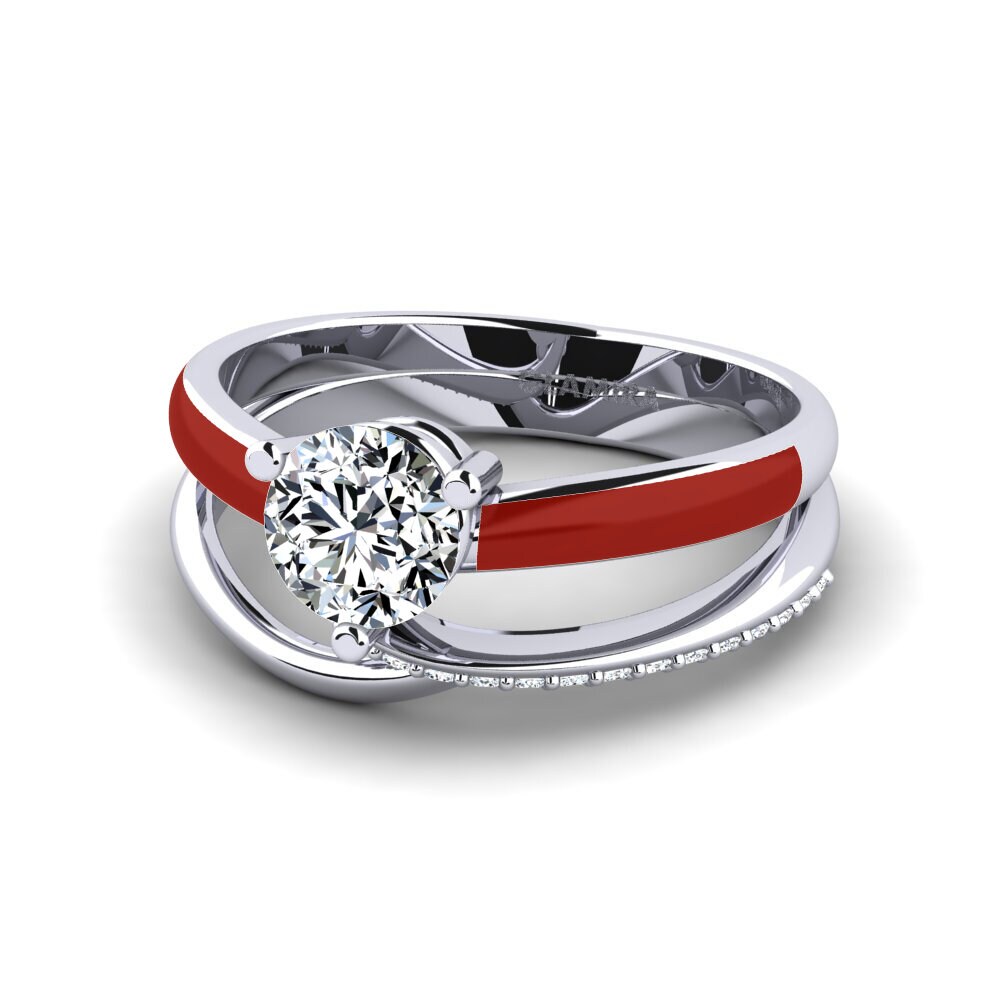 Bagues de fiançailles Argent Blanc Solitaire Pavé