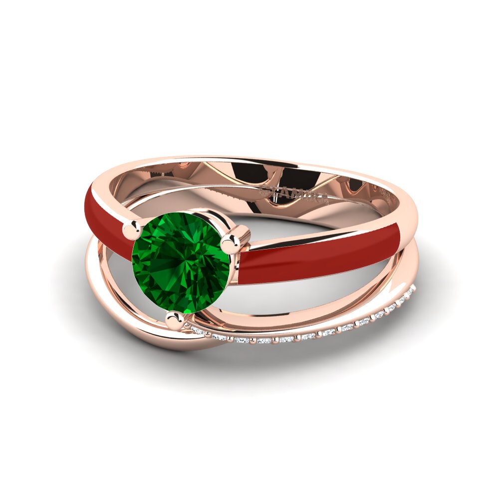 Bagues de fiançailles Zircone Vert Solitaire Pavé