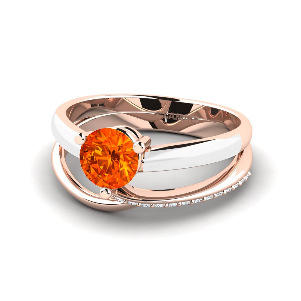 Bagues Saphir orange Solitaire Pavé
