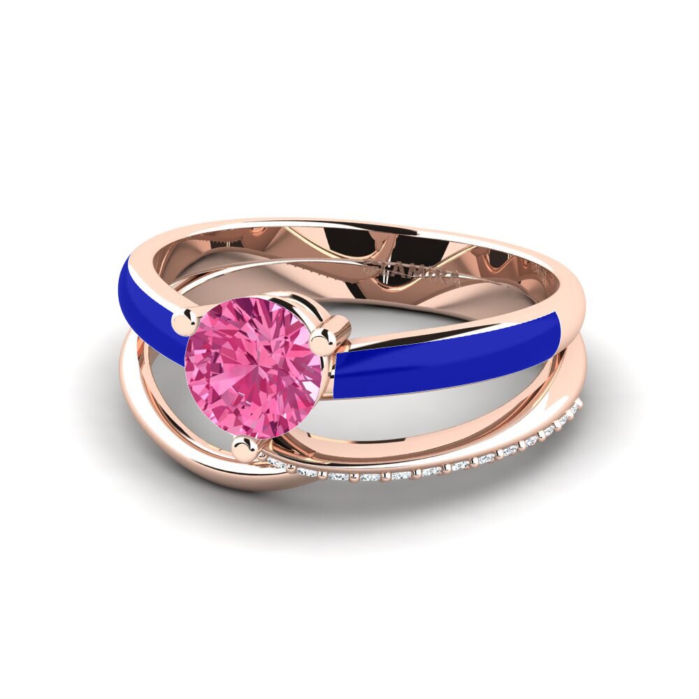 Bagues Tourmaline Rose Solitaire Pavé