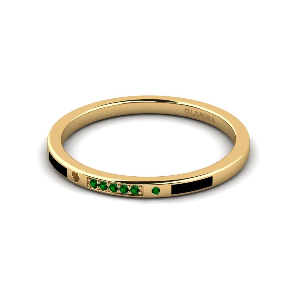 14k Oro Amarillo Circonita Verde Anillo de Hombre Expai