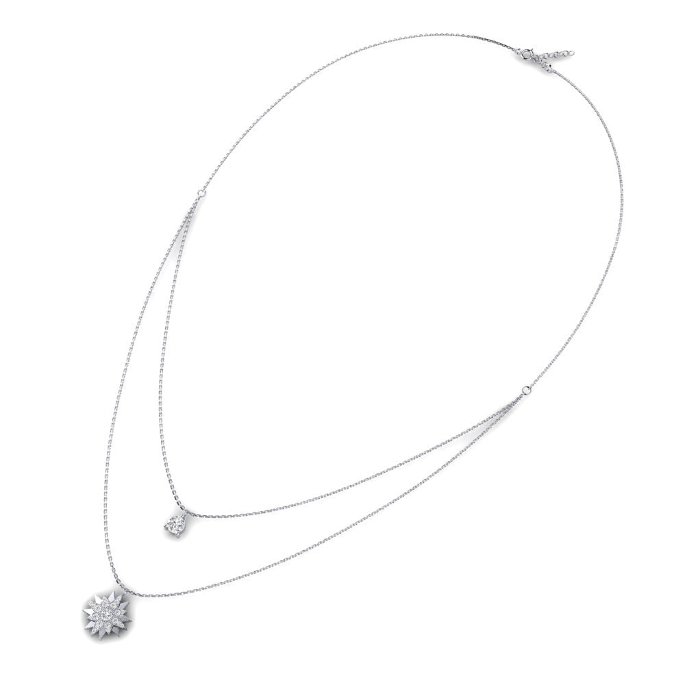 Exploding Necklace Shop Now 0.5 Carat Round cut 9ct White Gold Diamond Women's Necklace ...