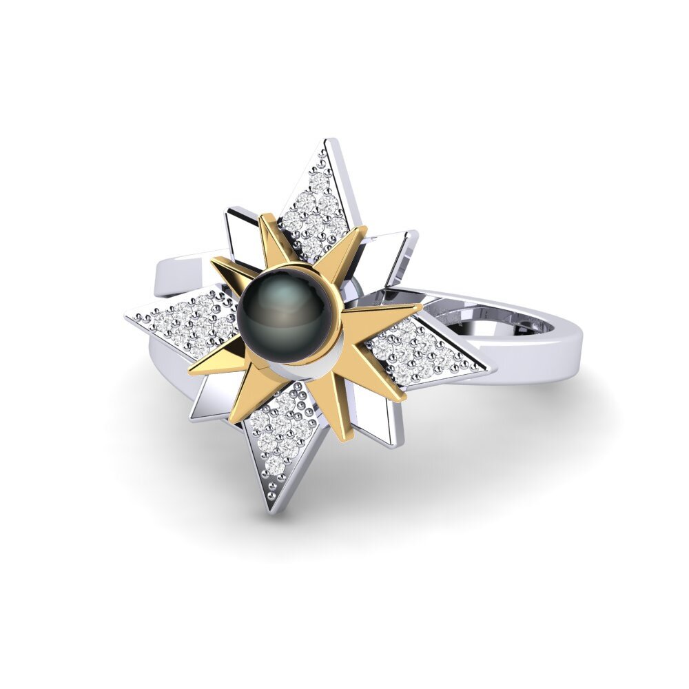 Bagues Or Blanc & Jaune 14k Étoiles