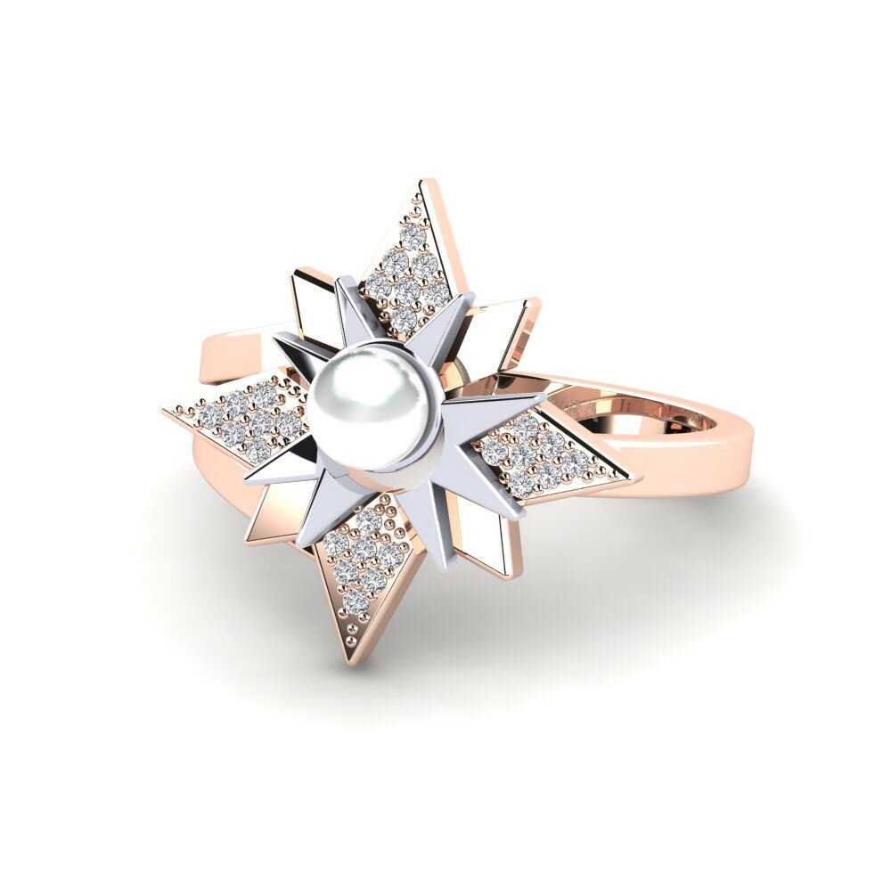 Bagues Or Rose& Blanc 14k Diamant De Synthèse Étoiles