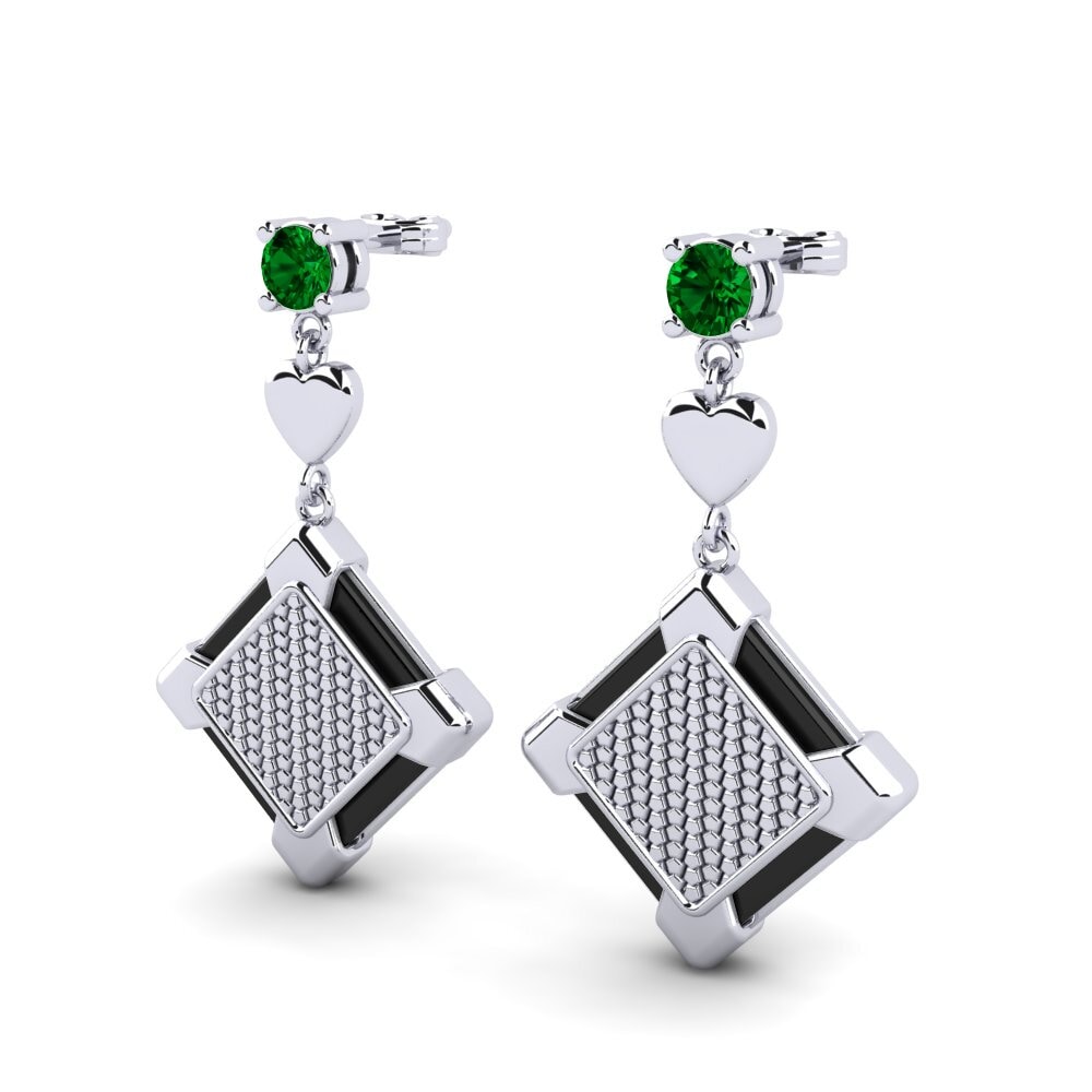 White Silver Green Zirconia Women's Earring Falkowski