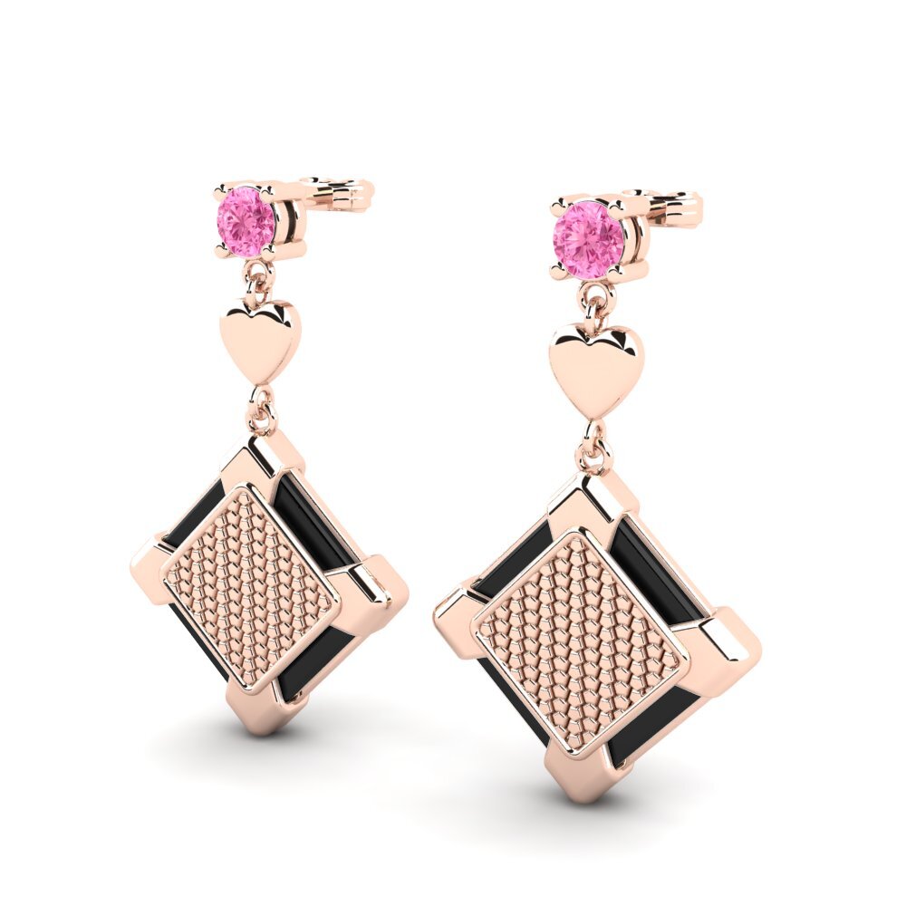 14k Oro Rosa Zafiro Rosado Pendiente de mujer Falkowski