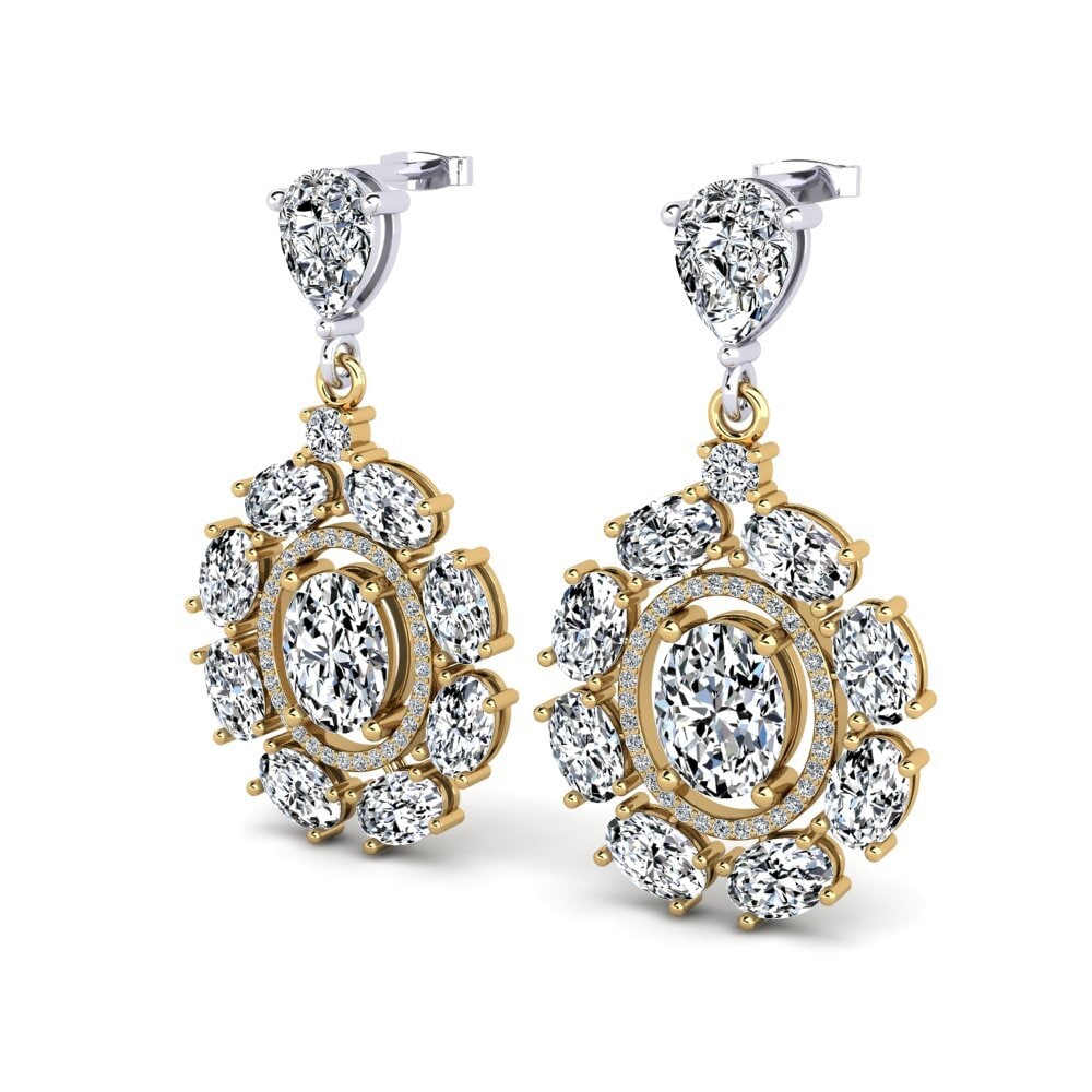14ct Yellow / White Gold Women's Earring Famillia