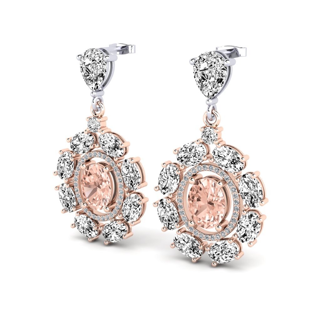 9k Oro Rosa & Blanco Morganita Pendiente de mujer Famillia