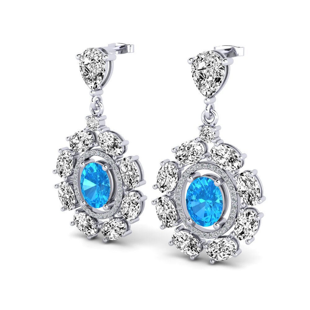 Oval Blue Topaz Earring Famillia