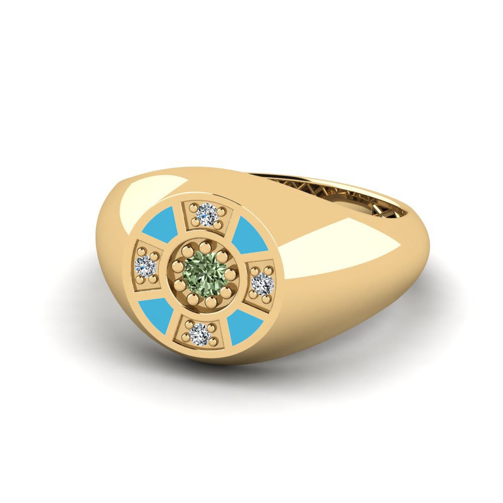 Grüner Diamant Pinker Ring Famu