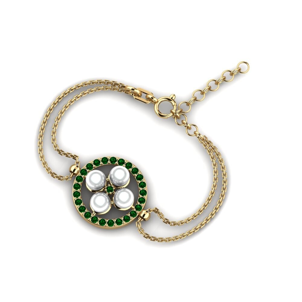 18k Oro Amarillo Circonita Verde Pulsera de Mujer Fannujahir