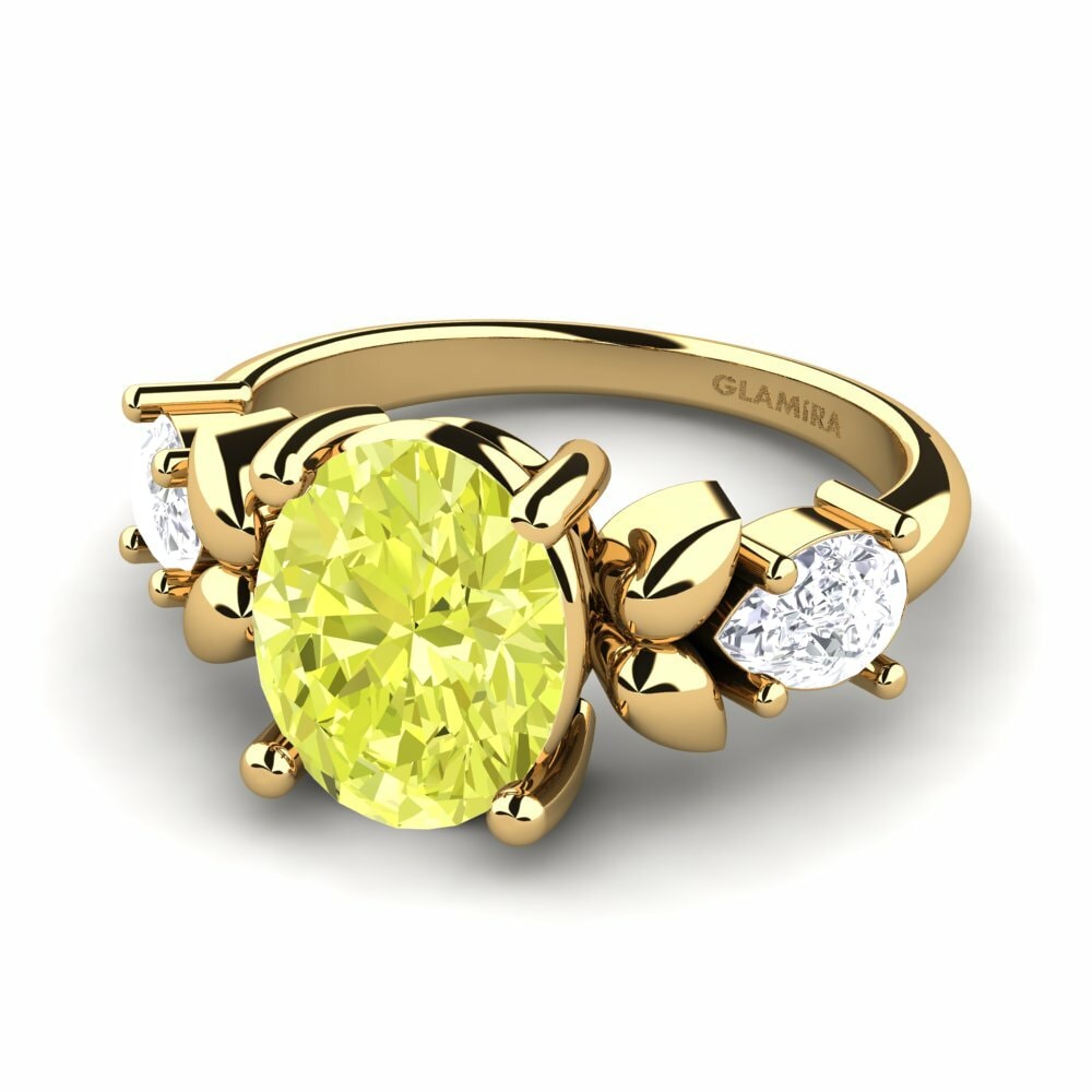 Bagues Or Jaune 14k Quartz Citron Pierres latérales