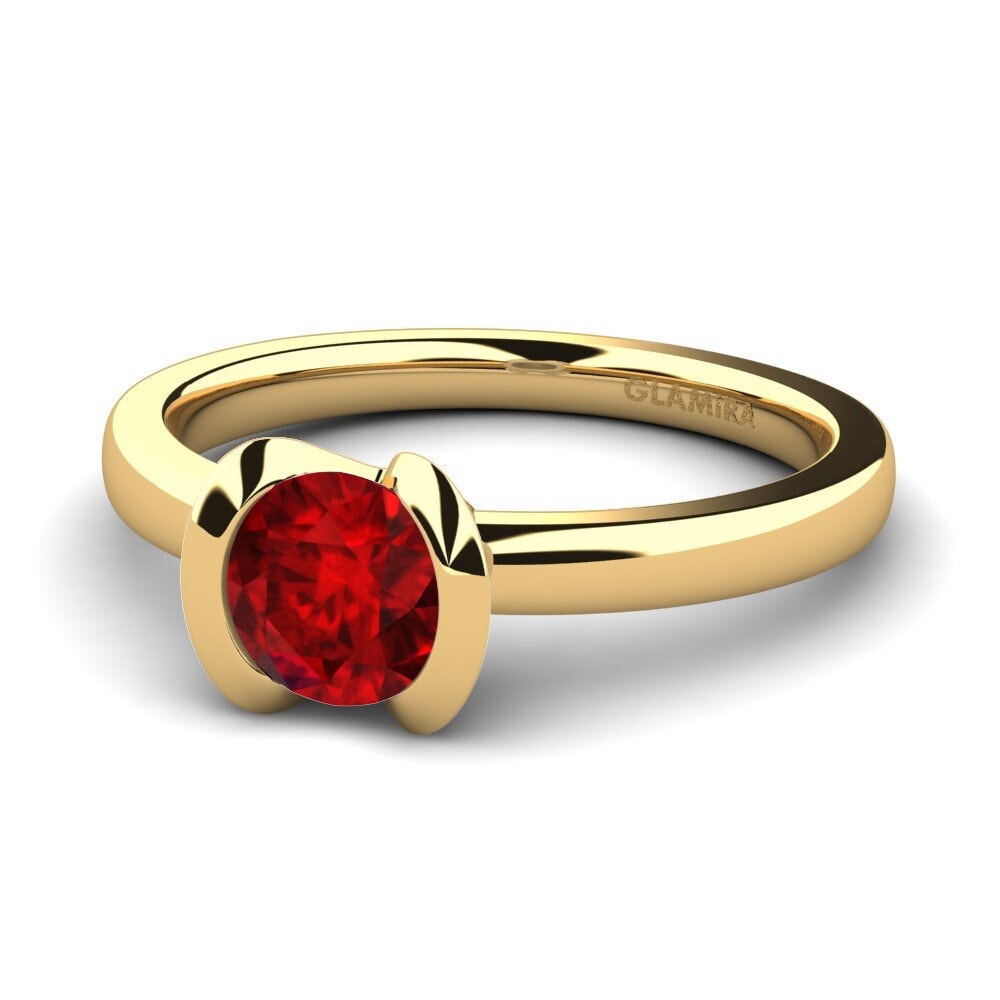 Rubí (Creado en laboratorio) Anillo de compromiso Farrah