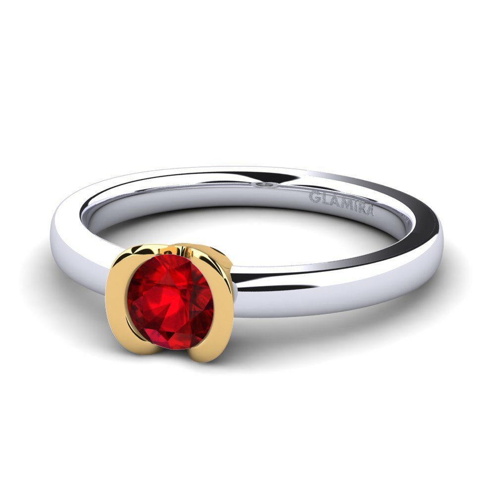 14k White & Yellow Gold Ruby (Lab Created) Engagement Ring Farrah 0.5crt